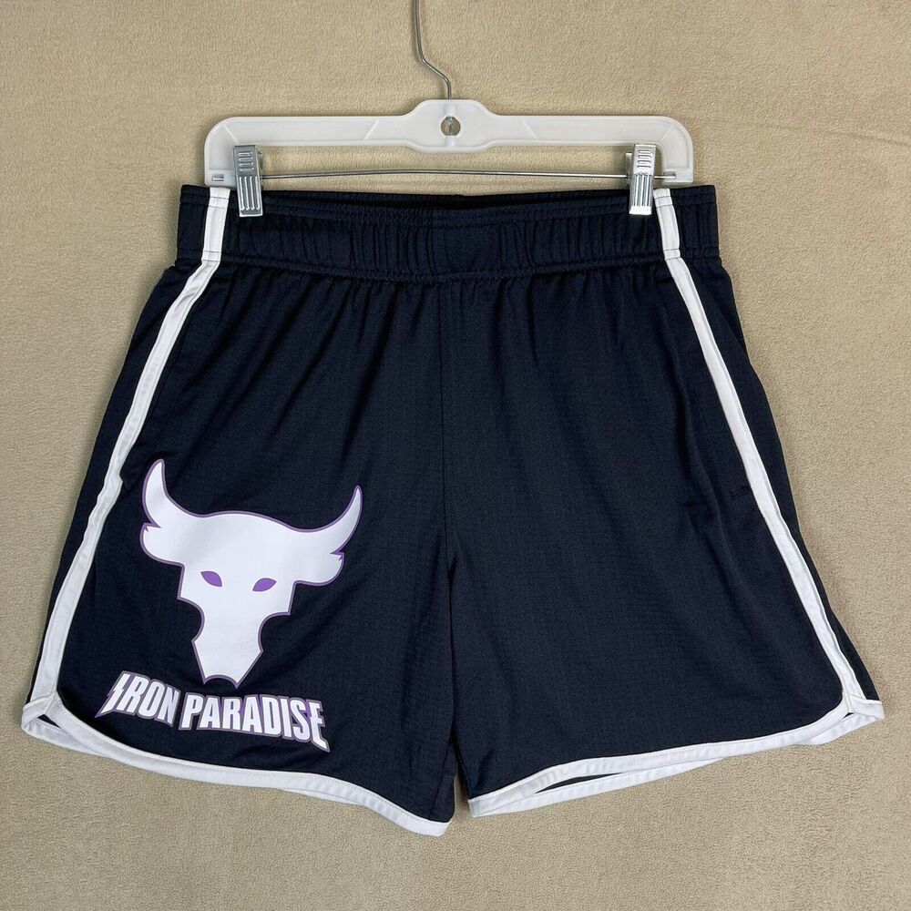 Under Armour Black Athletic Shorts with White Trim and Logo